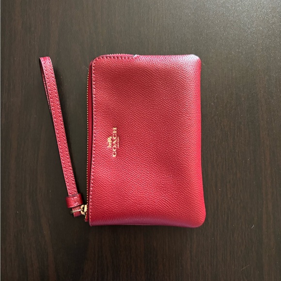 Coach Cherry Red Leather Wristlet - Picture 1 of 4